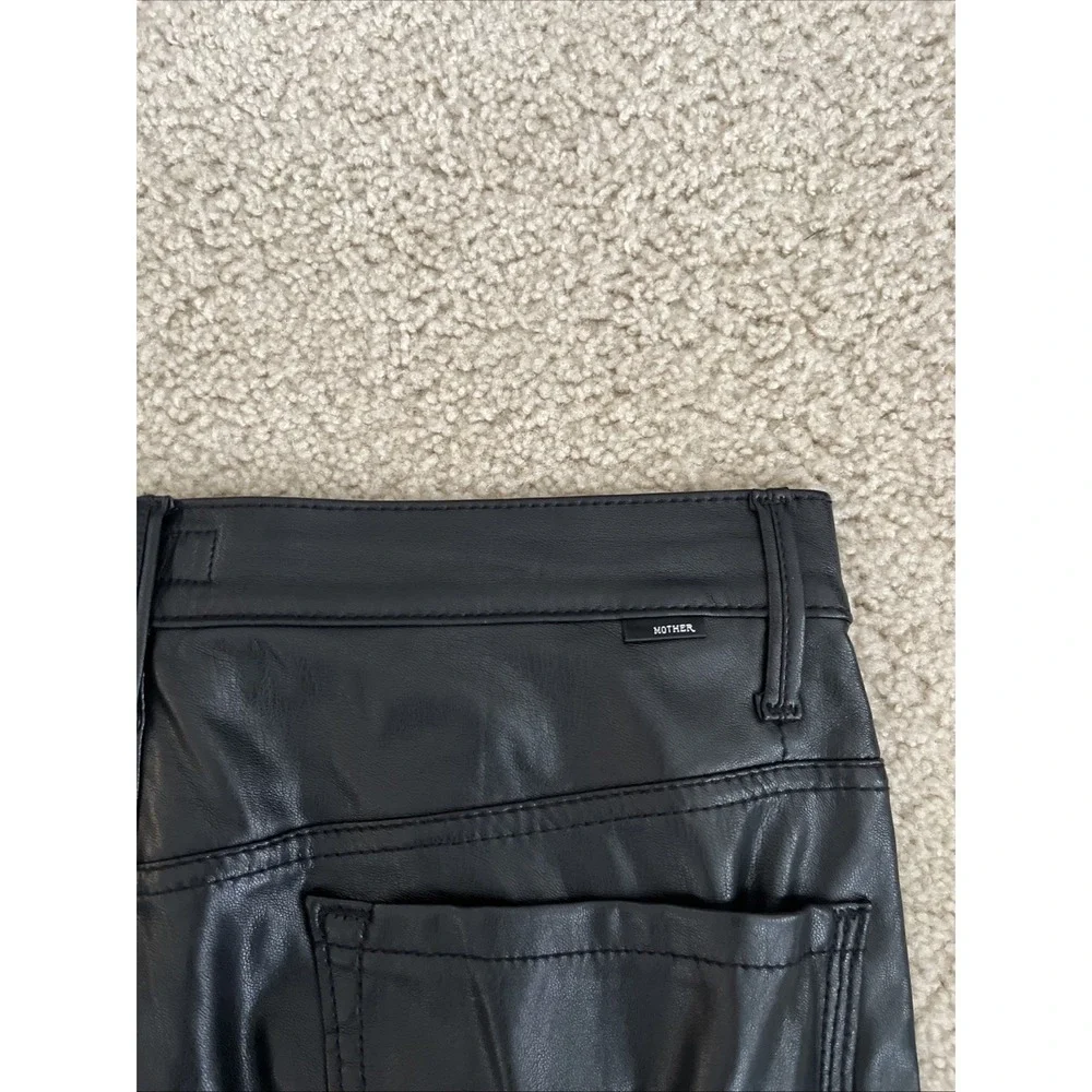 MOTHER Super Swooner Wax On Wax Off Black Faux Leather Pants Size 30